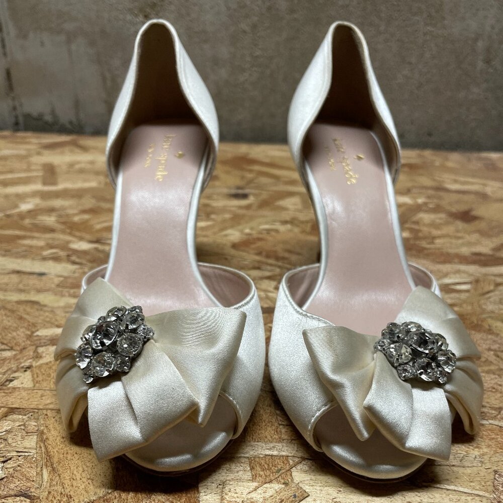 Kate Spade Santarosa Ivory Satin Rhinestone Bridal Pumps